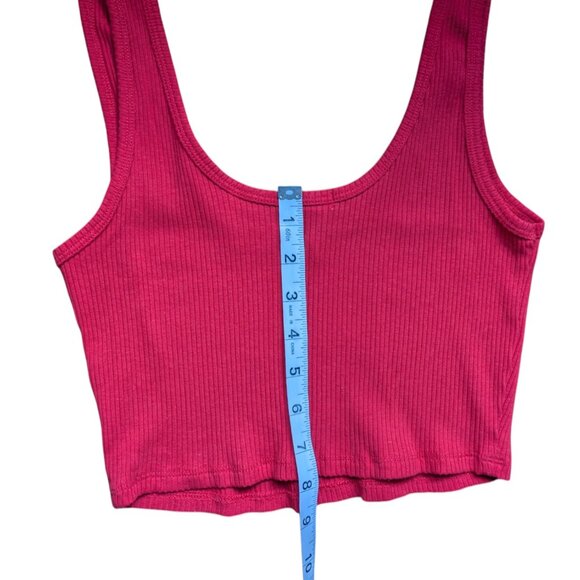 Garage Red V-neck Ribbed Cropped Tank Top Women Size Medium - Picture 6 of 10